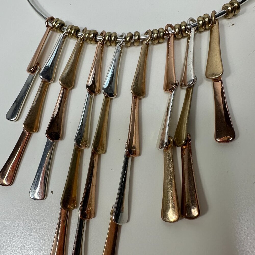 New Robert Lee Moris Soho Necklace With Multi Tone Dangling Cone Accents - Picture 6 of 14